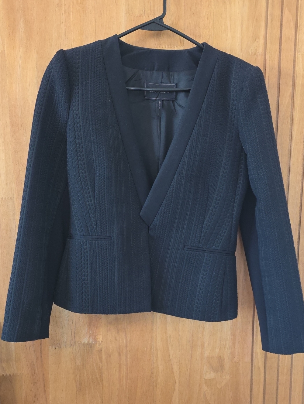 BCBGMaxAzria Black Textured Open-Front Blazer